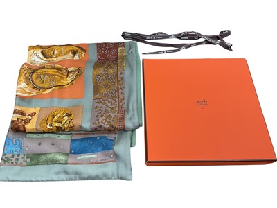 Lot 2161 - Hermes Silk with reverse Angora scarf/stole, never worn, Persona designed by Loic Dubigeon