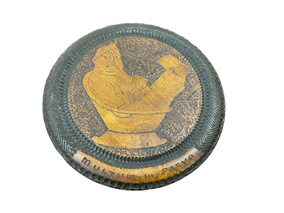 Lot 803 - First World War pokerwork plaque, named on reverse "Sergt. C. Meegan 1st Training Res Rugeley Camp Stafford 26th Oct 1916", 22.5cm in diameter