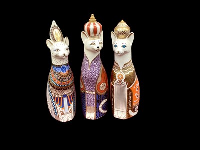 Lot 1207 - Three Royal Crown Derby Royal Cats paperweights