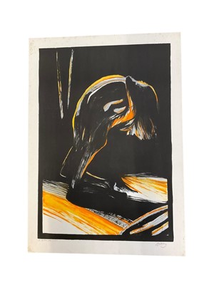 Lot 1202 - Sue Dunkley (1942-2022) lithograph - yellow nude