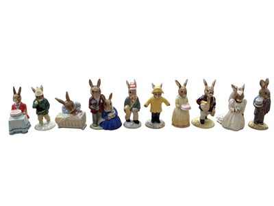 Lot 1271 - Collection of ten Bunnykins to include 'Fisherman Bunnykins', '60th Anniversary Bunnykins', 'Groom and Bride Bunnykins' and others
