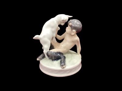 Lot 1213 - Royal Copenhagen porcelain figure - Fawn with goat kid, model no. 498