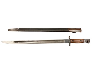 Lot 946 - British 1907 Pattern Enfield bayonet by Wilkinson with scabbard