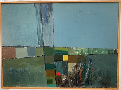 Lot 1015 - Gwyneth Reynolds (1926-2017) oil on board - Summer 1977, initialled and dated, 53cm x 72cm, framed