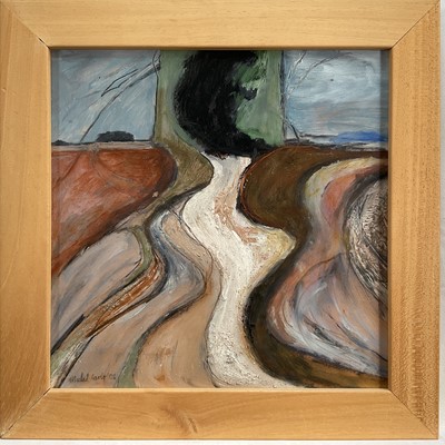 Lot 1019 - Michael Carlo (b.1945) oil on board - Below The Wood, signed and dated '02, inscribed verso, 31cm square, framed
