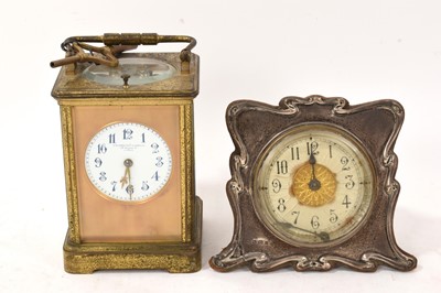 Lot 604 - Carriage clock and art nouveau bedside clock