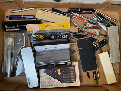 Lot 5059 - Three boxes of sundries, including pens, games, etc