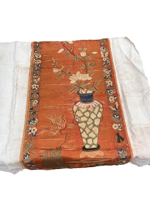 Lot 2162 - Antique Chinese embroidery fragment