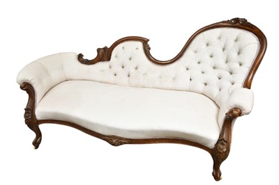 Lot 1244 - Victorian walnut framed chaise longue