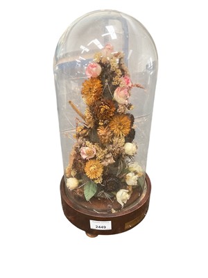 Lot 2449 - Clockwork floral diorama under a glass dome