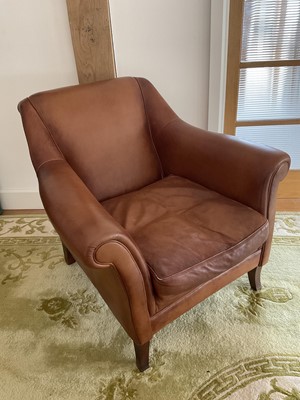 Lot 1231 - Deep leather armchair
