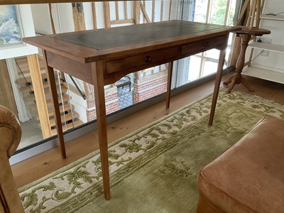 Lot 1233 - Two drawer yewwood desk