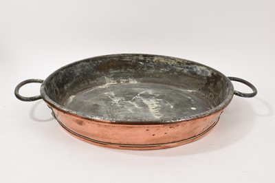 Lot 657 - Georgian copper low pan with cast handles to side, stamped to edge, S.John's Coll