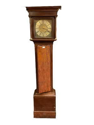 Lot 610 - 18th century oak cased 30 hour brass dial longcase clock with 30 hour movement, maker Oliver, Manchester