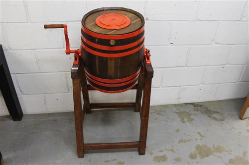 Lot 3921 - R A Lister oak butter churn - restored in...