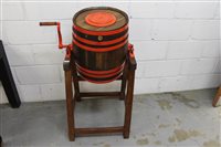 Lot 3921 - R A Lister oak butter churn - restored in...