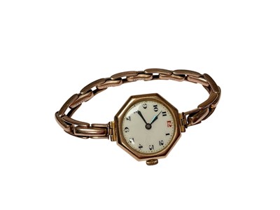 Lot 75 - 1920s 9ct gold ladies' wristwatch