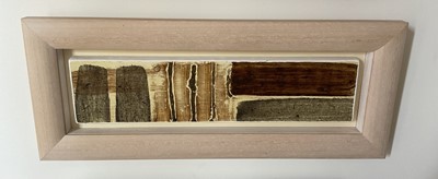 Lot 1038 - Jason Gathorne Hardy (b. 1968) earth pigments on oak - River Alde boundary III, 10 x 38cm, framed