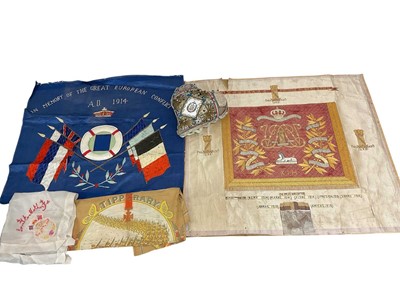 Lot 790 - First World War Essex Regiment Sweetheart pin cushion, together with other military embroidered panels, (1 box).