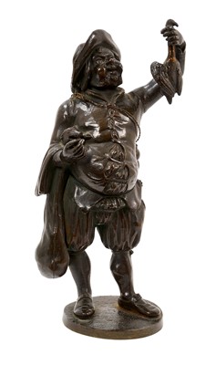 Lot 658 - 19th century bronze figure of game dealer