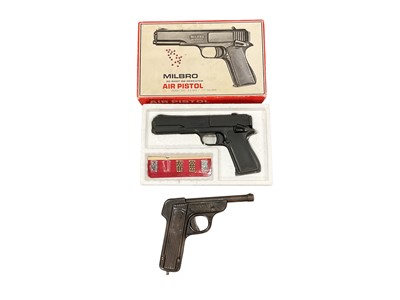 Lot 984 - Milbro .177 repeating air pistol in box with accessories in box and Diana all metal air pistol (2)