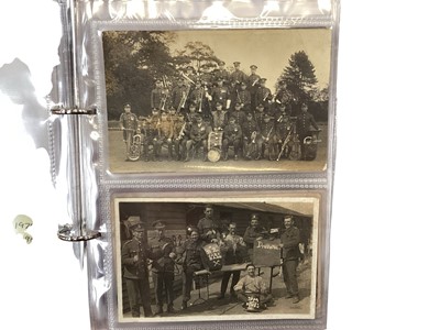 Lot 1505 - Postcards- good collection including real photographic cards military interest, Essex Regiment, bands, camps, silks, bomb damage, song cards, comic, artist drawn, some mixed ephemera, folder sil...