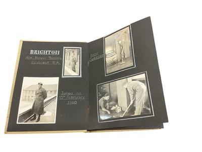 Lot 798 - Interesting Second World War photograph album relating to 41st Survey Training Regiment R.A. that covers the period around 1940, with various annotated photographs depicting the digging of coast...