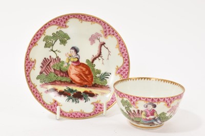 Lot 96 - Worcester pink scale ground tea bowl and saucer