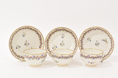 Lot 105 - Three Derby fluted tea bowls and saucers, circa 1795