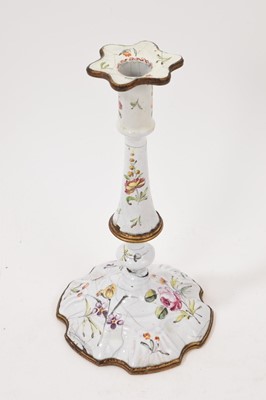Lot 734 - South Staffordshire enamel taper stick, circa 1770