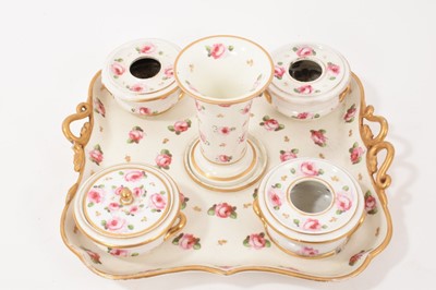 Lot 107 - Bloor Derby rose painted inkstand, circa 1820