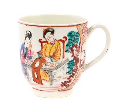 Lot 103 - Worcester coffee cup, painted in Chinese famille rose style, circa 1772