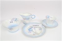 Lot 2174 - Shelley tea set with blue banding and floral...