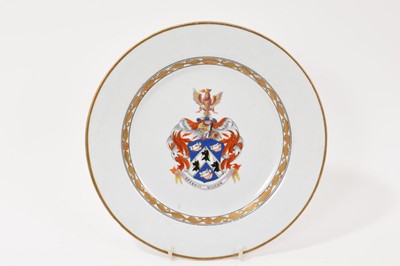 Lot 77 - Rare Spode Stone China plate, finely decorated in Chinese Export style with the arms of Forbes (a family with Jacobite connections), circa 1800