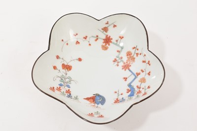 Lot 80 - Meissen cinquefoil shaped saucer, painted in Japanese Kakiemon style with the Two Quail pattern, circa 1725-30