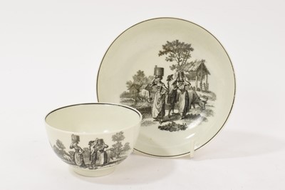 Lot 81 - Worcester Hancock printed tea bowl and saucer, circa 1770