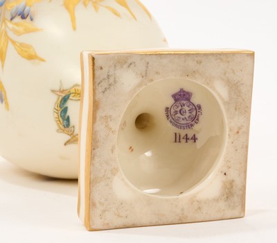 Lot 60 - Royal Worcester cream ground ewer, painted with flowers