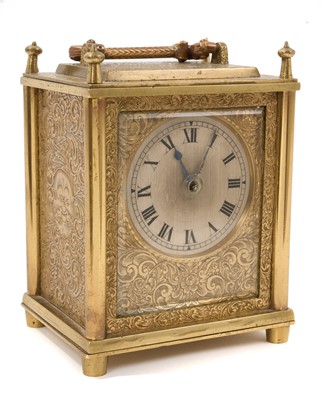 Lot Decorative carriage clock with 18th century fusee escapement signed Frederick Crafts, London