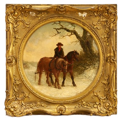 Lot Thomas Smythe (1825-1906) pair of oils on panel - Seasonal Landscapes, signed, 35.5cm tondo, in gilt frames