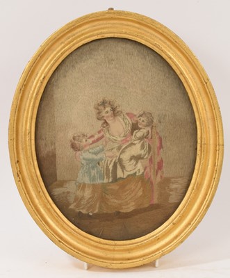 Lot 742 - George III silkwork oval picture