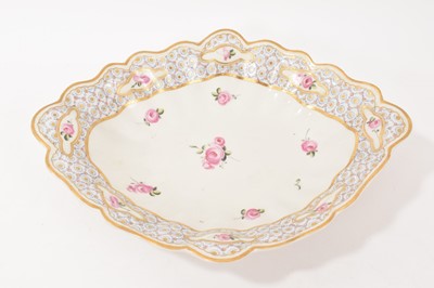 Lot 65 - Derby diamond shaped dish, painted by Edward Withers with pink roses, circa 1778-81