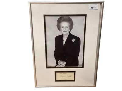Lot 1516 - Margeret Thatcher signature, presented with portrait photograph in glazed frame