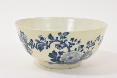 Lot 98 - Worcester bowl, painted in underglaze blue with the Cormorant pattern, circa 1755