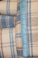 Lot 3179 - Wool rugs / throws - cream and blue check,...