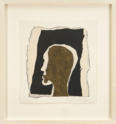 Lot 896 - *Colin Self (b.1941) paper collage - Profile, signed and dated 26th May 2009, 38cm x 35cm, in glazed frame