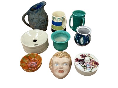 Lot 1295 - Moorcroft circular pot with cover, together with various ceramics including C.H Brannam, Royal Doulton, Bretby etc - 9 pieces