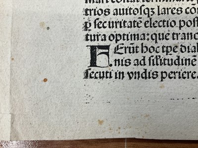 Lot 1635 - Leaf from the Nürnberg Chronicle printed by Anton Koberger in 1493 in Nuremberg, with woodcuts, hand coloured