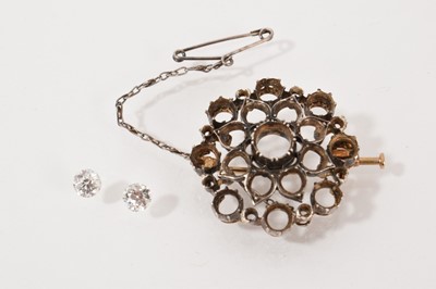 Lot 481 - Two old cut diamonds and brooch frame