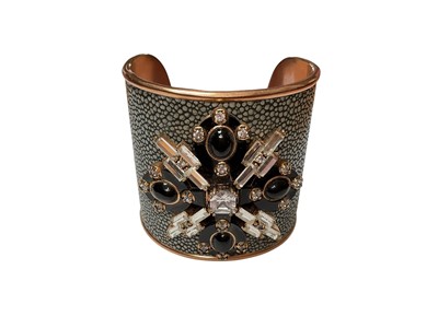 Lot 162 - Tory Burch gem set and shagreen effect cuff bangle