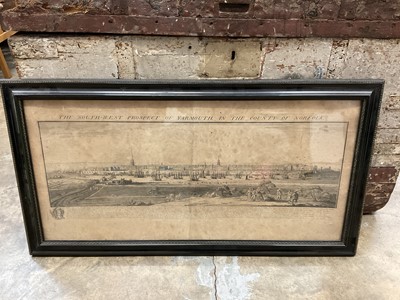 Lot 179 - The South-West prospect of Yarmouth, 18th century engraving in glazed frame